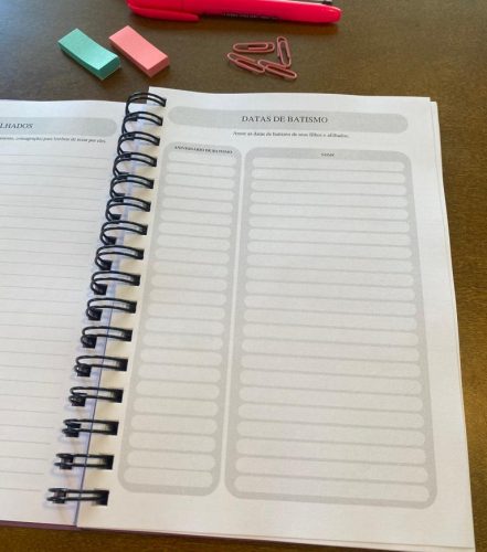 Planner Espiritual - 23 - Registro de datas de aniversário de batismo